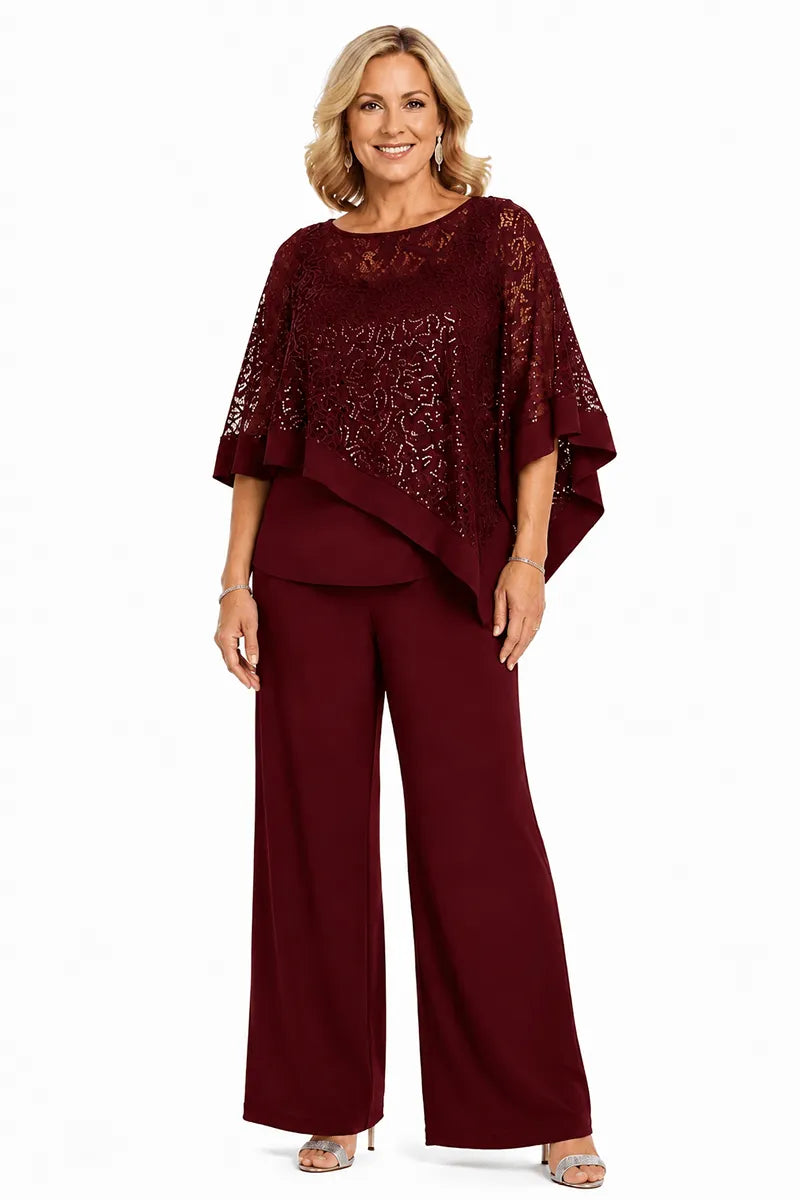 Karin | Festive Pants Set with Sequin Cape
