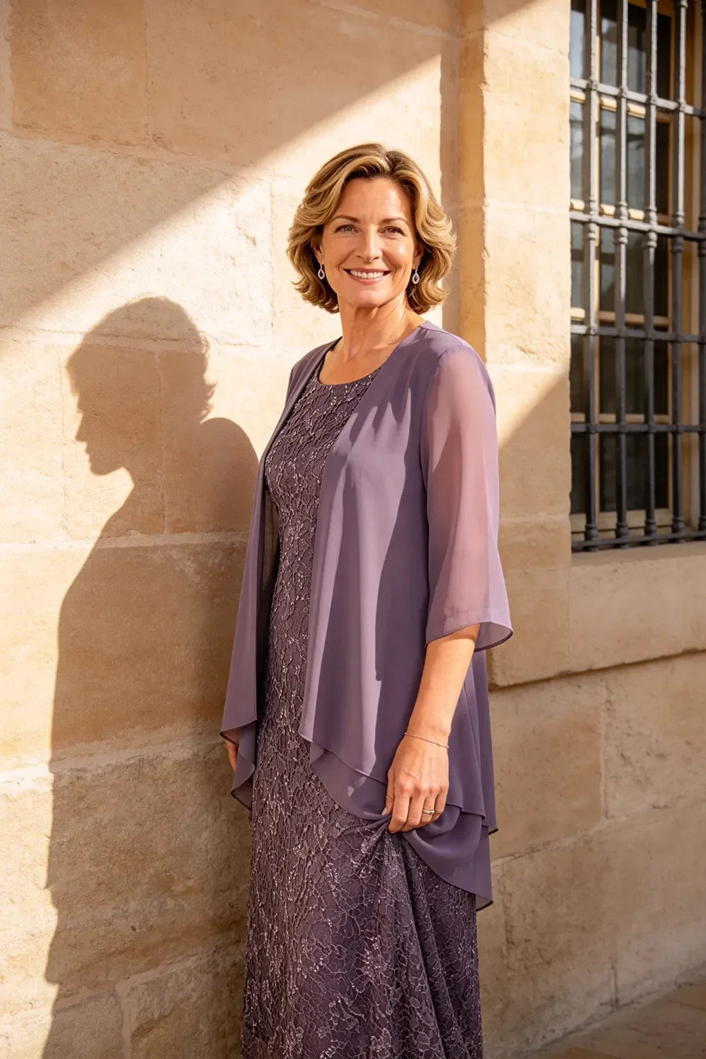 Liesbeth | Formal Lace Midi Dress with Chiffon Jacket