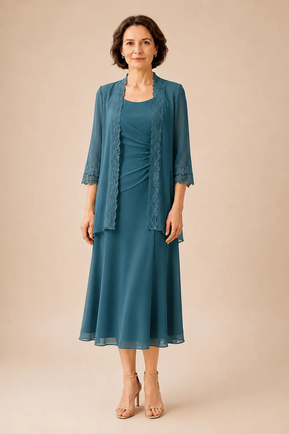 Marianne | Elegant Midi Dress with Lace Jacket