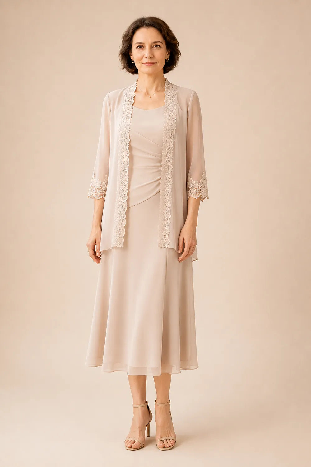 Marianne | Elegant Midi Dress with Lace Jacket