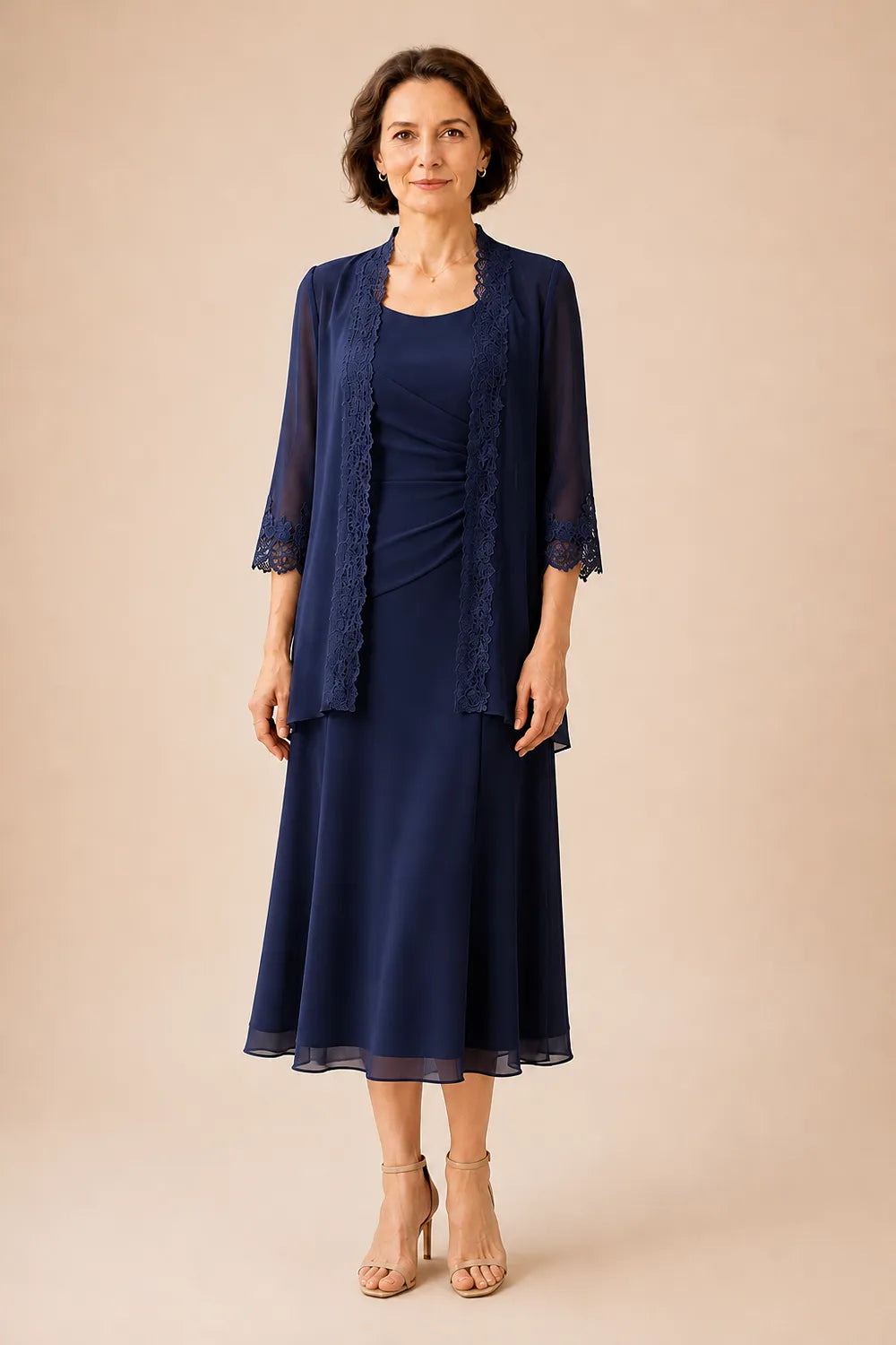 Marianne | Elegant Midi Dress with Lace Jacket