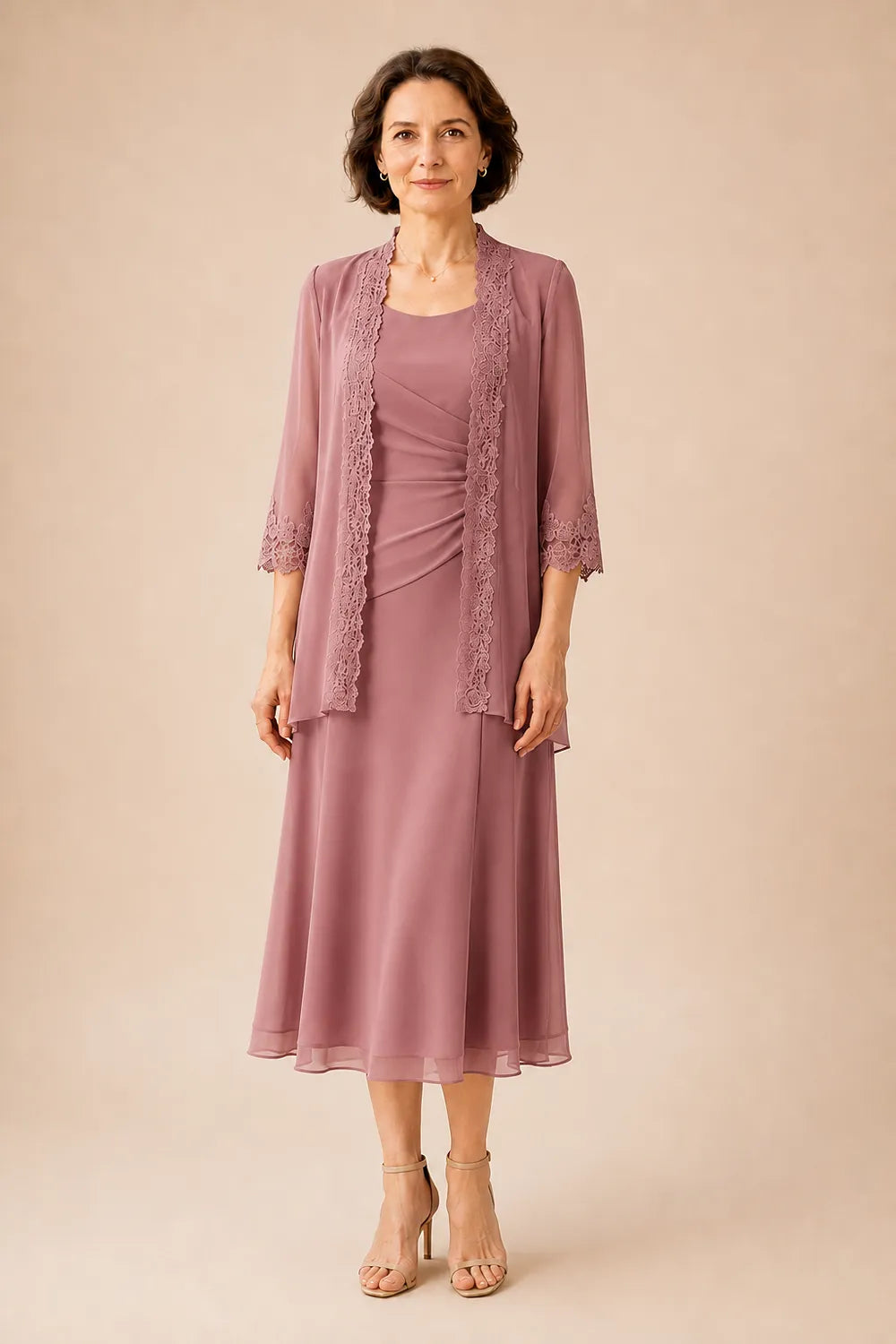 Marianne | Elegant Midi Dress with Lace Jacket