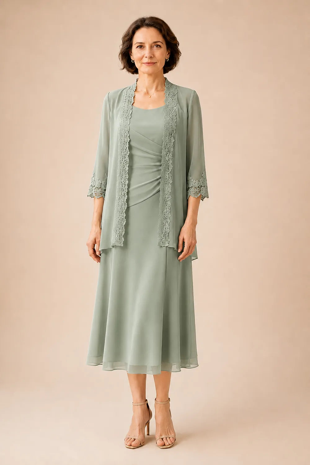 Marianne | Elegant Midi Dress with Lace Jacket