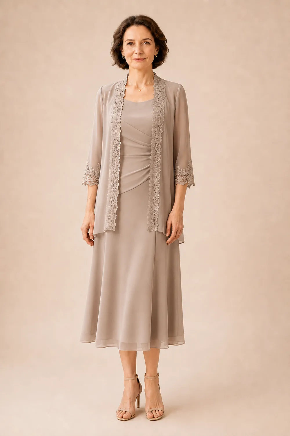 Marianne | Elegant Midi Dress with Lace Jacket