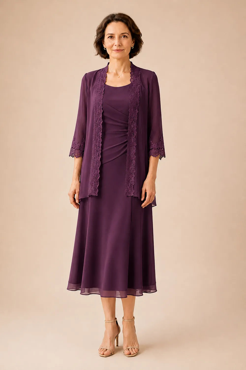 Marianne | Elegant Midi Dress with Lace Jacket