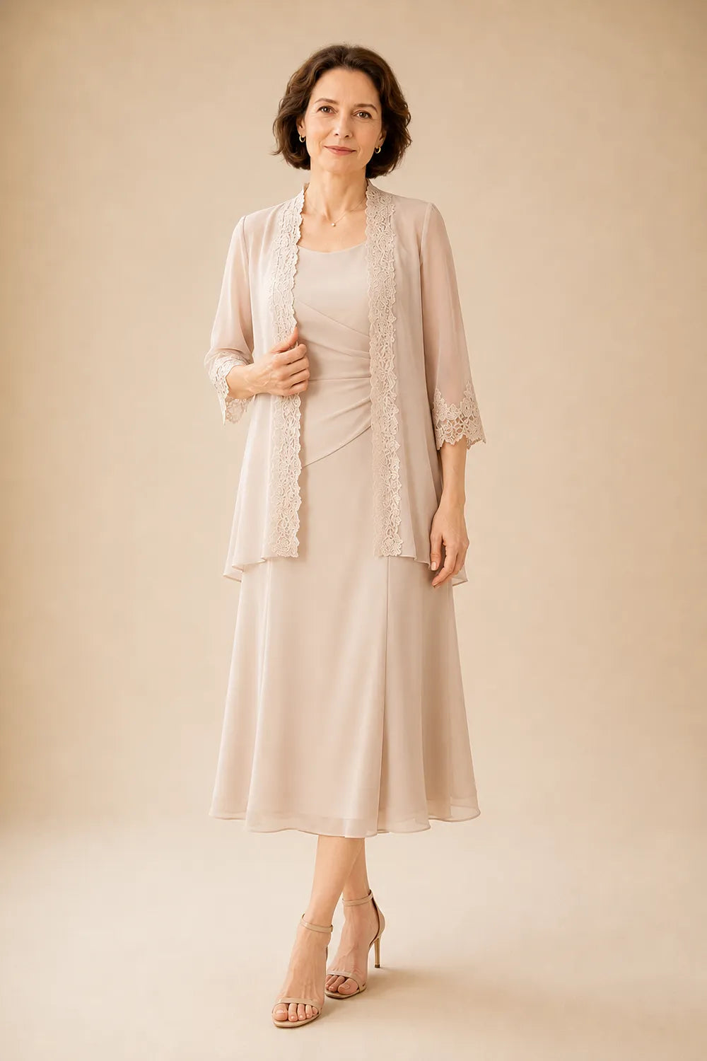 Marianne | Elegant Midi Dress with Lace Jacket