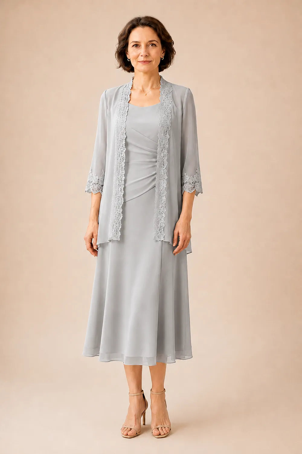 Marianne | Elegant Midi Dress with Lace Jacket
