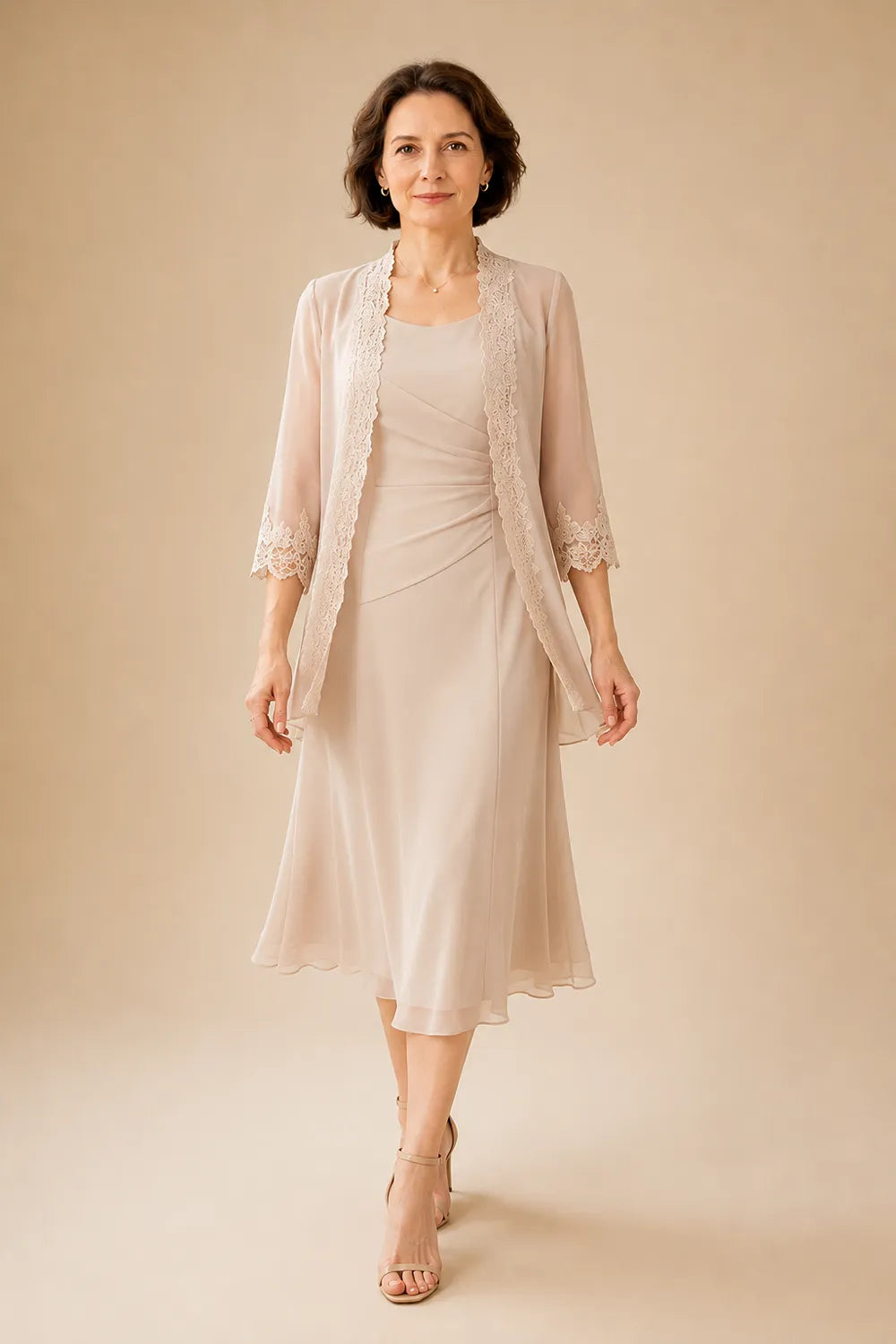 Marianne | Elegant Midi Dress with Lace Jacket