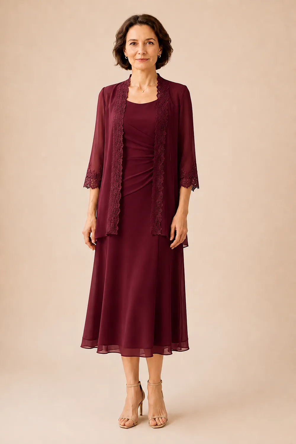 Marianne | Elegant Midi Dress with Lace Jacket