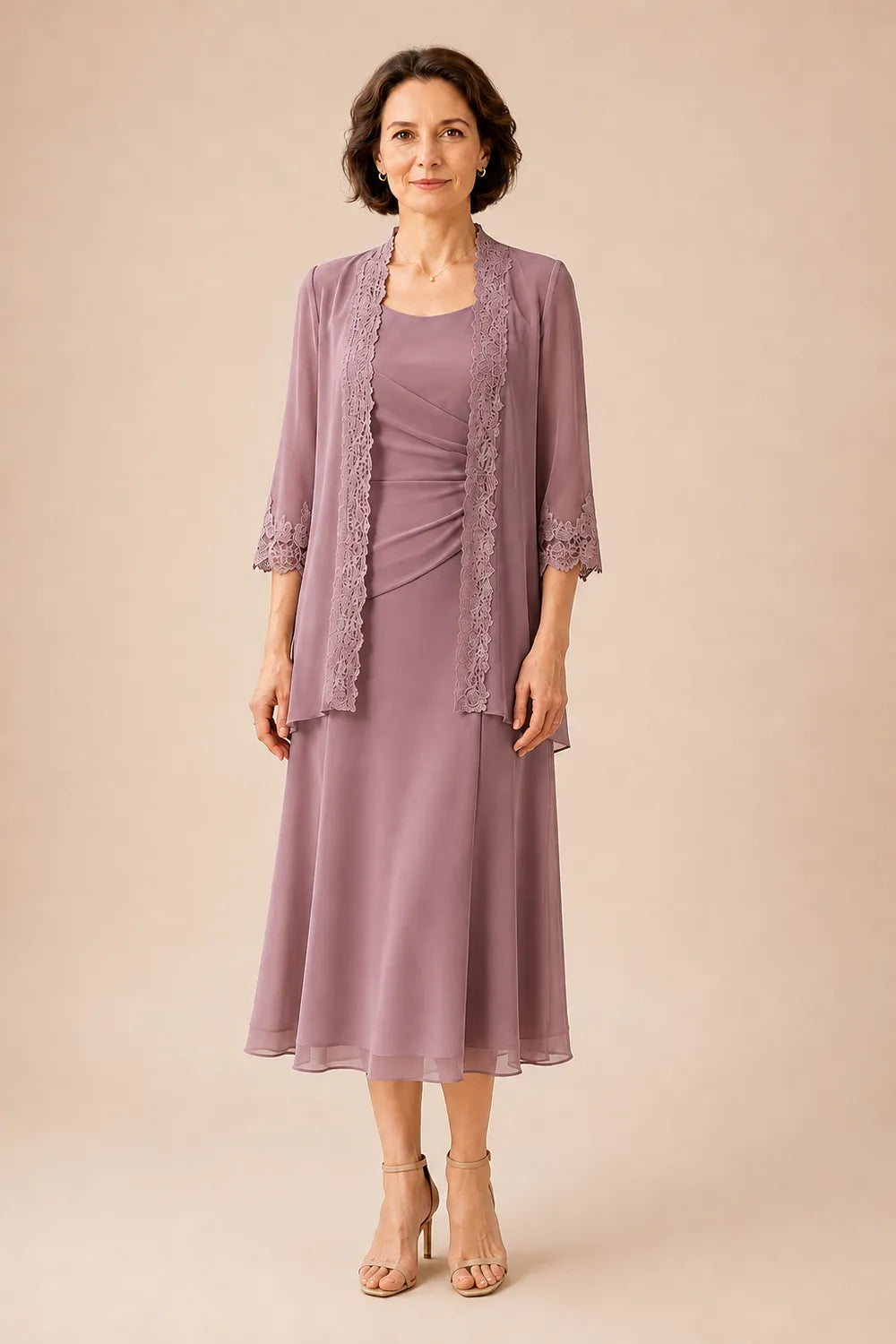 Marianne | Elegant Midi Dress with Lace Jacket