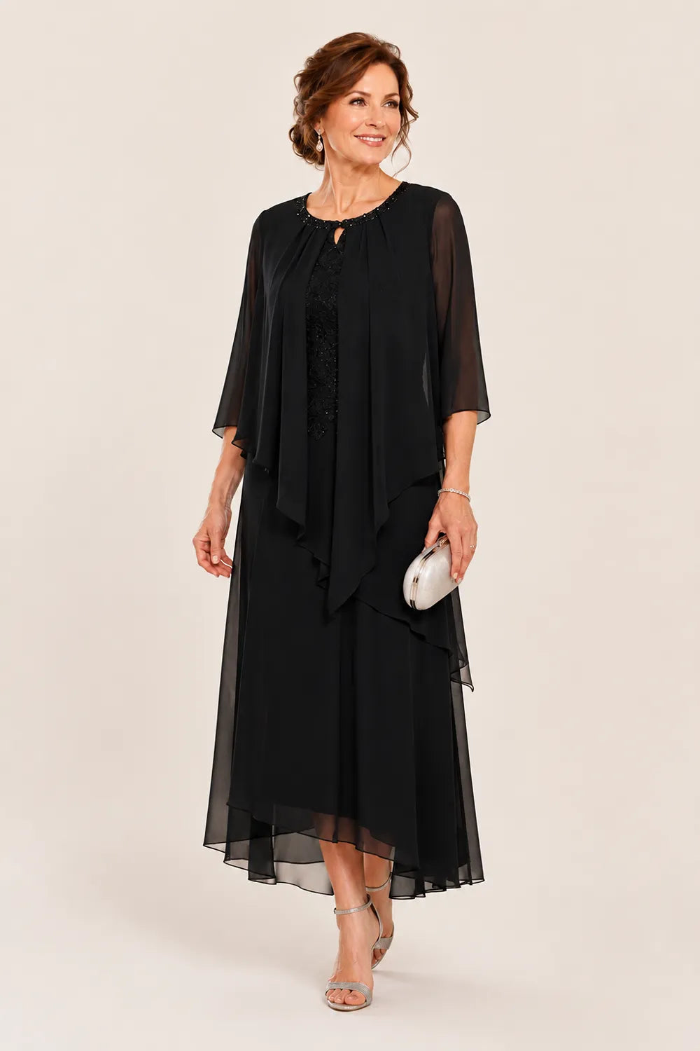 Greet | Draped Chiffon Midi Dress