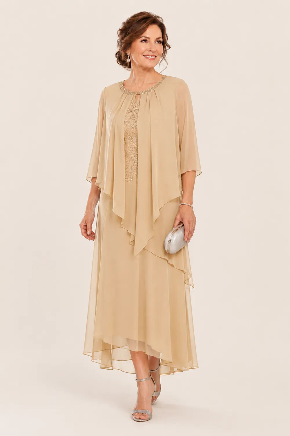 Greet | Draped Chiffon Midi Dress