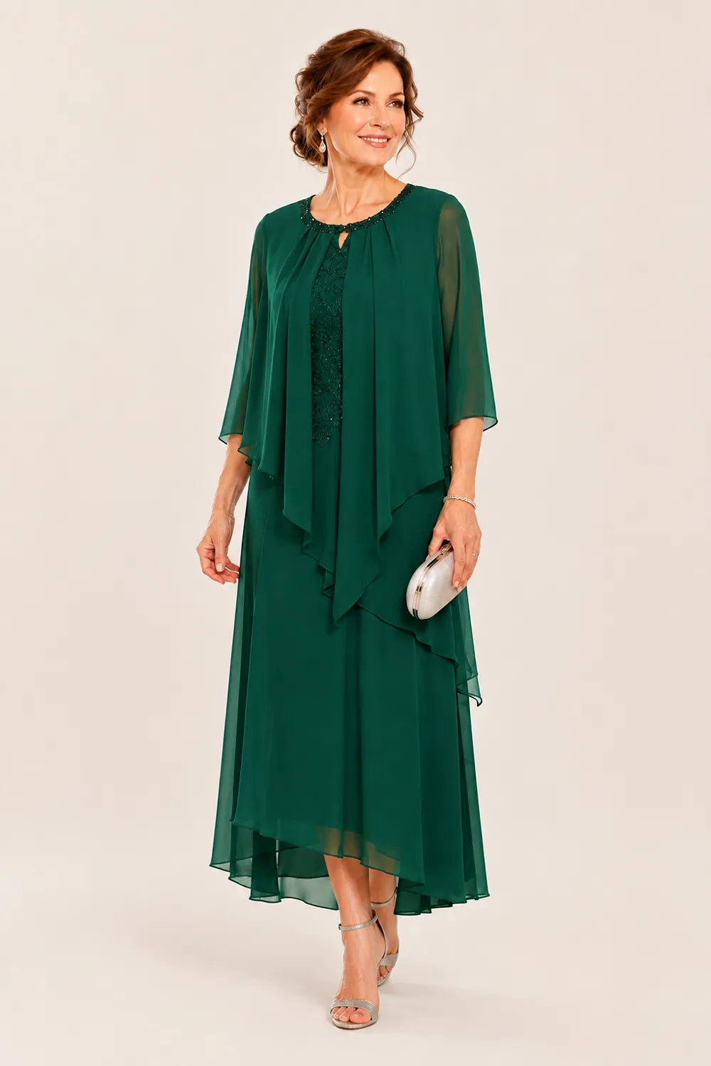Greet | Draped Chiffon Midi Dress