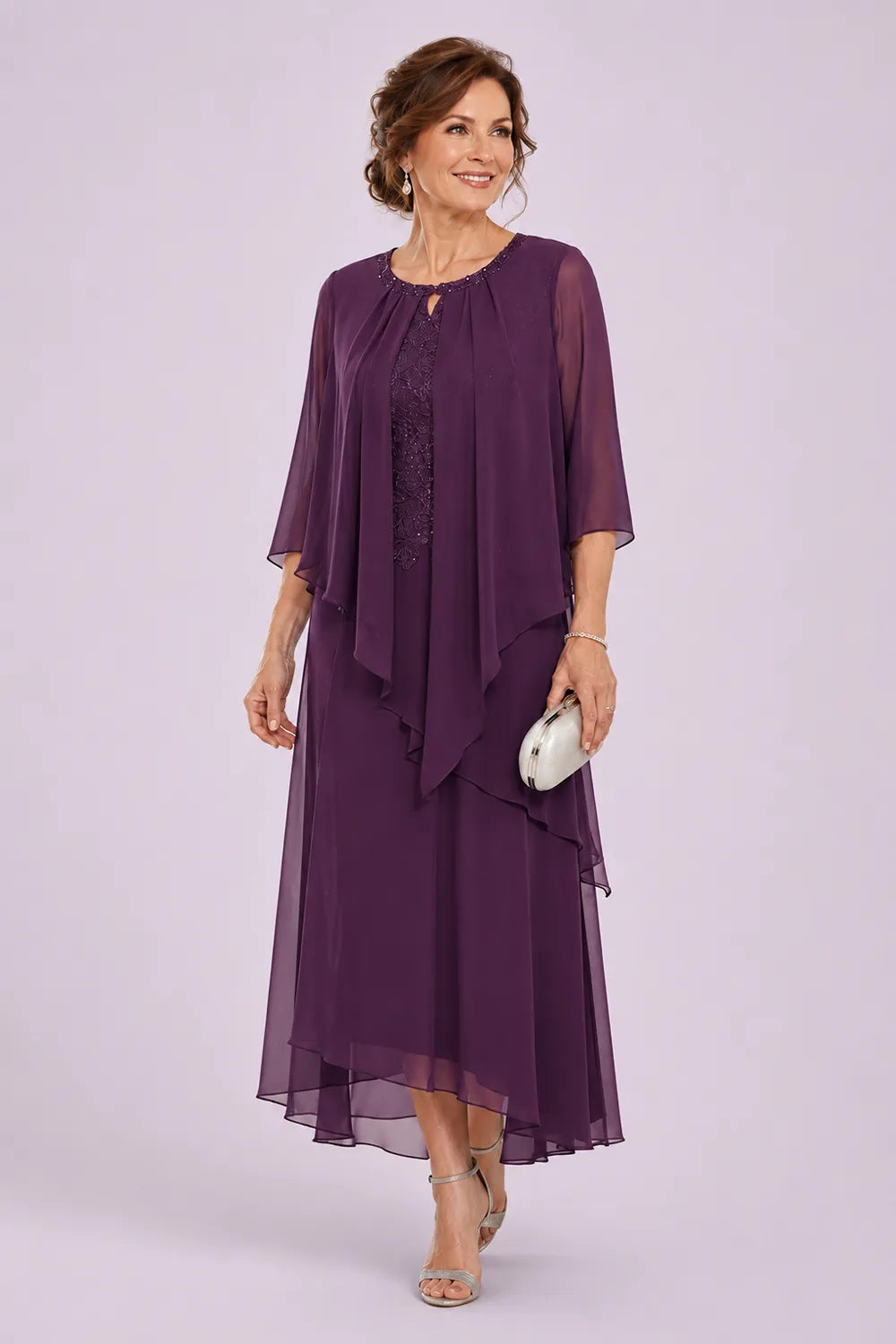 Greet | Draped Chiffon Midi Dress
