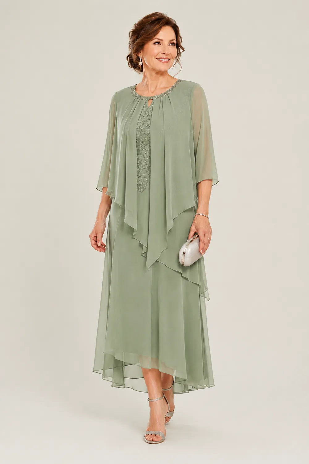 Greet | Draped Chiffon Midi Dress