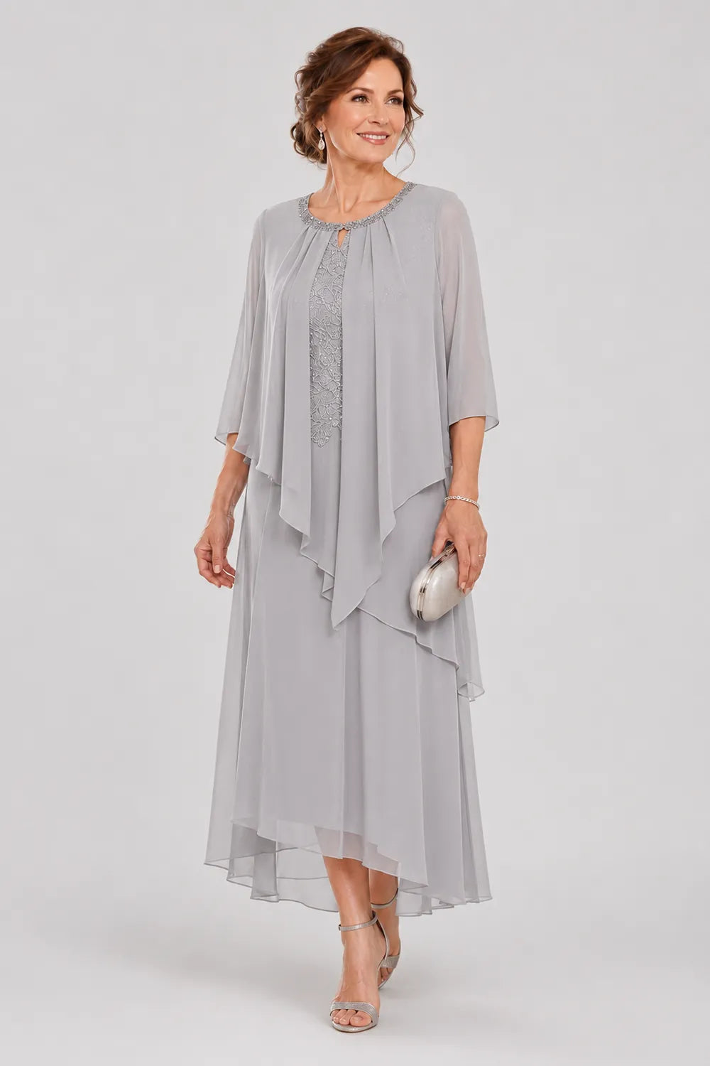 Greet | Draped Chiffon Midi Dress