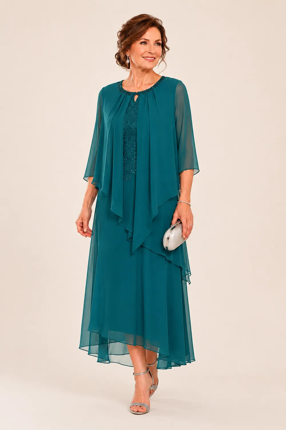 Greet | Draped Chiffon Midi Dress