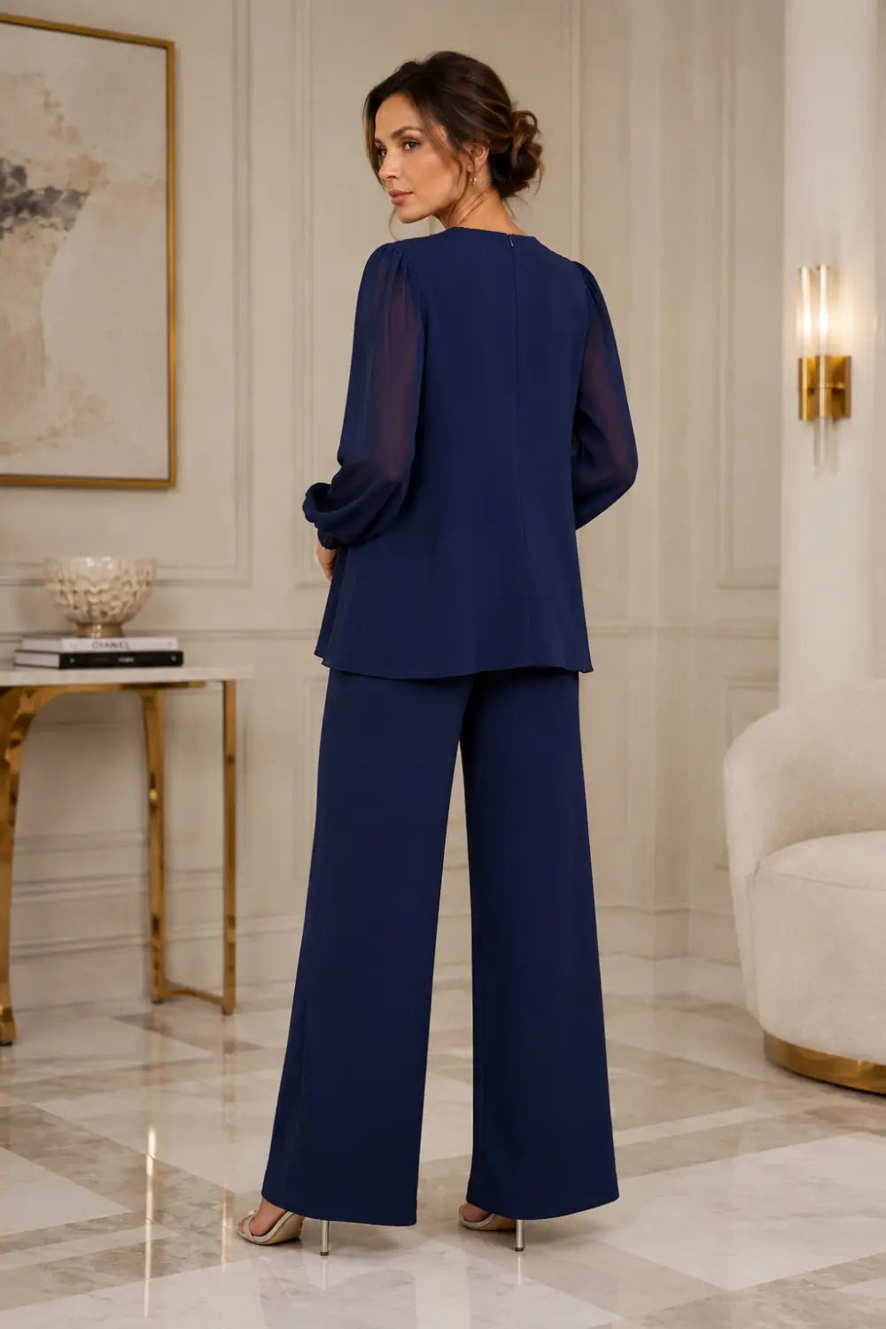 Lotte | V-Neck Chiffon Jumpsuit with Wide Legs