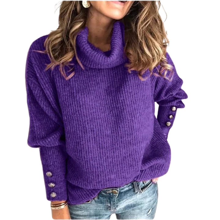 Wilhelmina | Women's Ribbed Knit Sweater with Elegant Draped Cowl Neck
