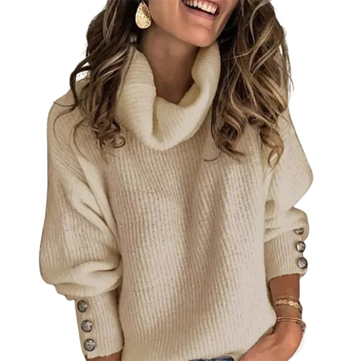 Wilhelmina | Women's Ribbed Knit Sweater with Elegant Draped Cowl Neck