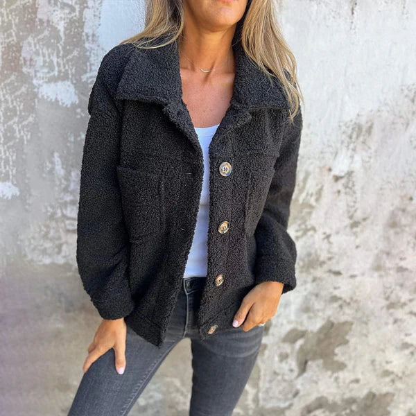 Zoe | Women's Short Jacket with Lapel Collar and Luxurious Soft Texture