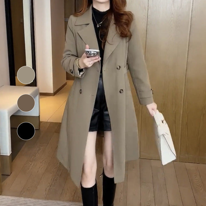 Catherine | Women's Belted Trench Coat with Cozy Lining and Long Sleeves