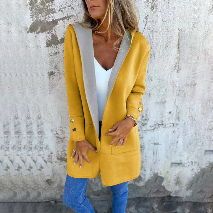 Poppy | Women's Hooded Color Block Coat with Front Closure