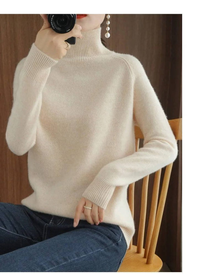 Araminta | Women's Ribbed Knit Sweater with Roll Neck