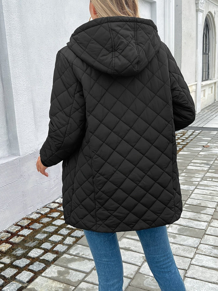 Ffion | Women's Hooded Quilted Longline Puffer Coat