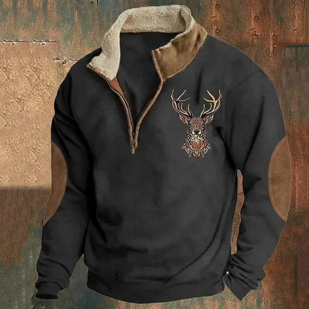 Darven | Men's Nordic Knit Pullover Featuring Deer Motif