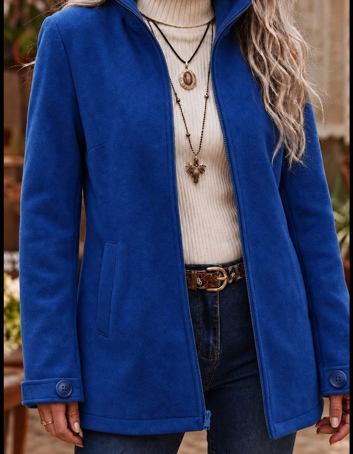 Aoife | Women's Stand Collar Zip-Up Jacket with Buttoned Cuffs