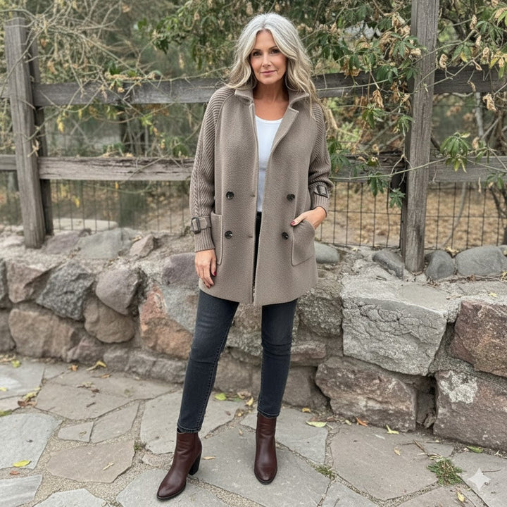Isola | Women's Mid-Length Double-Breasted Coat with Sleek Design