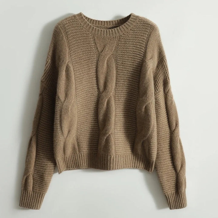 Murcia Women's Cotton Cable Knit Sweater with Ribbed Details