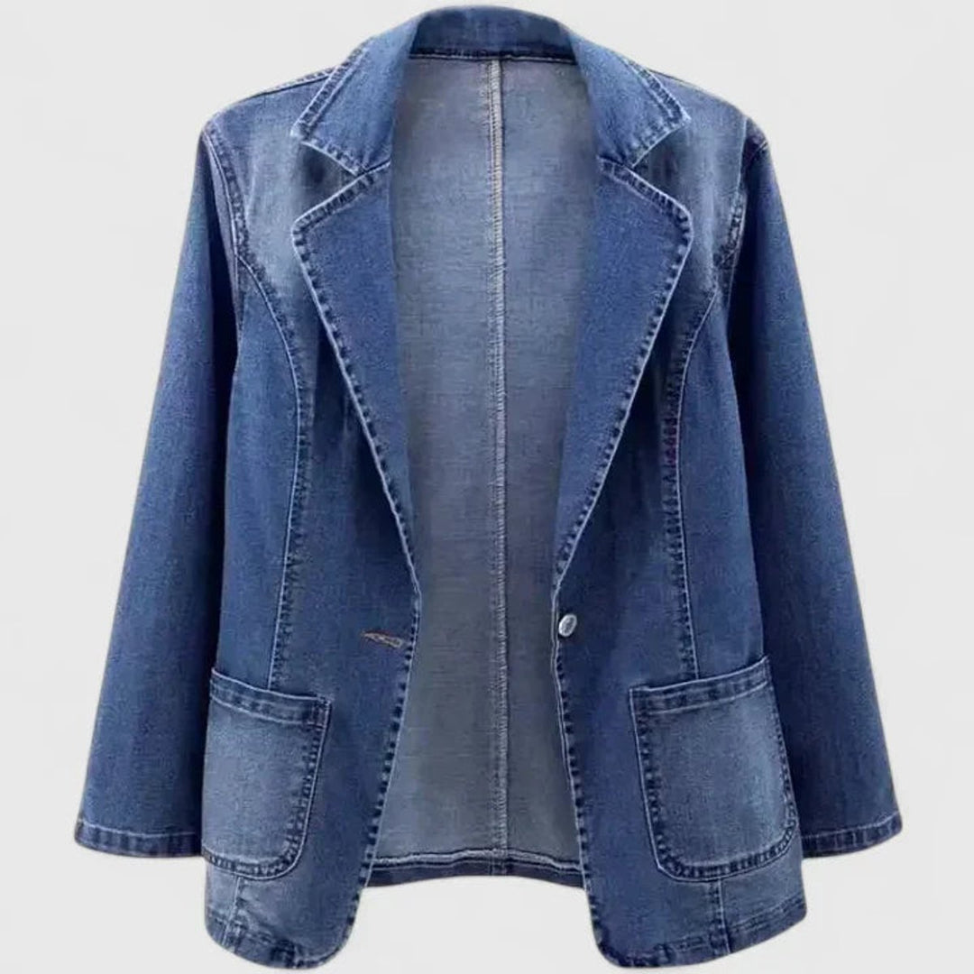 Grace | Women's Denim Blazer with Single Button Closure and Straight Fit
