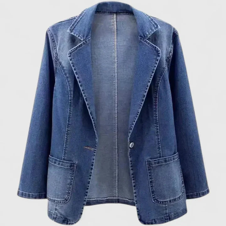 Grace | Women's Denim Blazer with Single Button Closure and Straight Fit