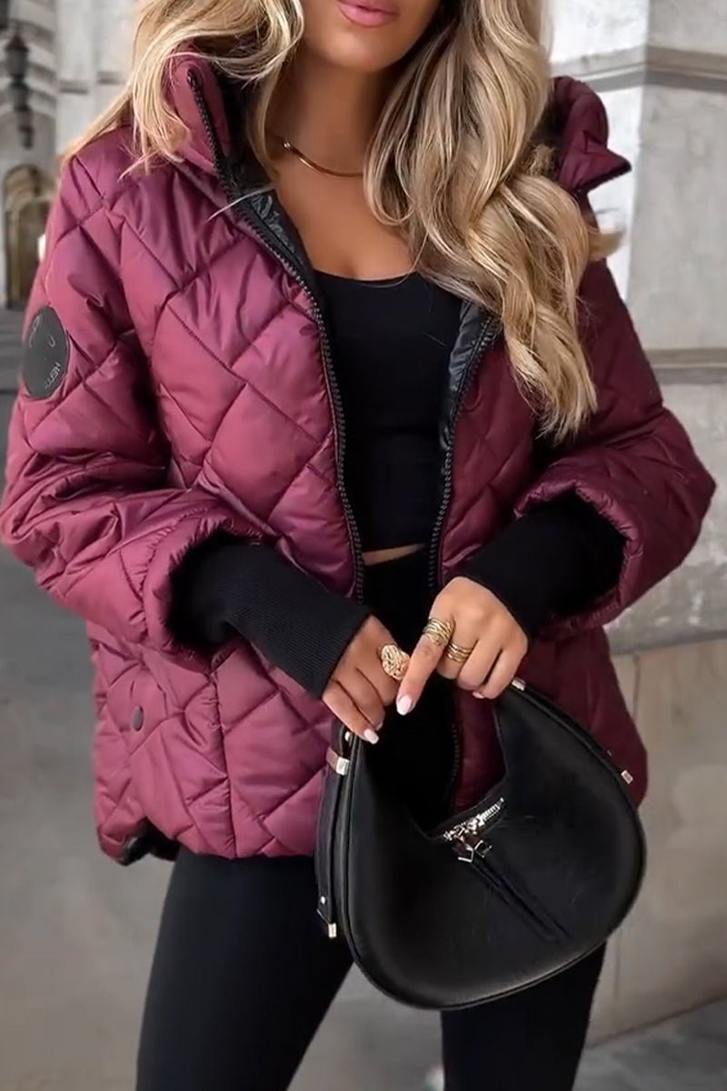 Camila Women's Hooded Diamond Quilted Puffer Jacket with Zip
