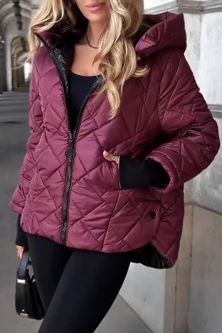 Camila Women's Hooded Diamond Quilted Puffer Jacket with Zip