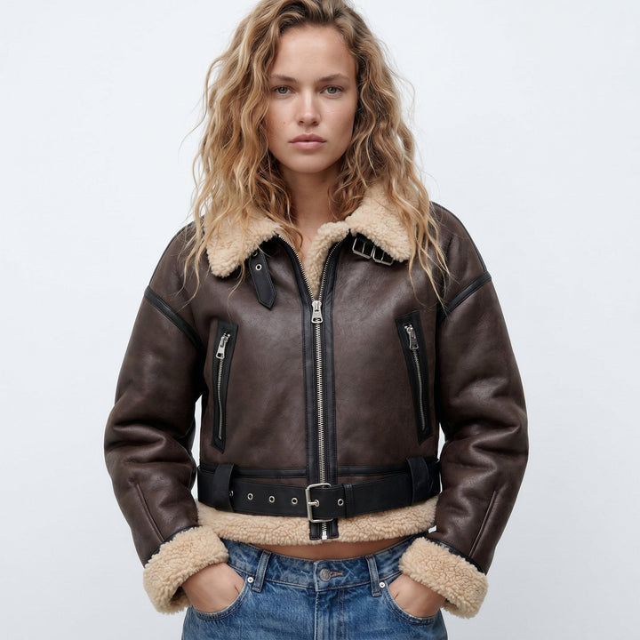 Isabella | Reversible Shearling Bomber Jacket with Cozy Plush Lining for Women