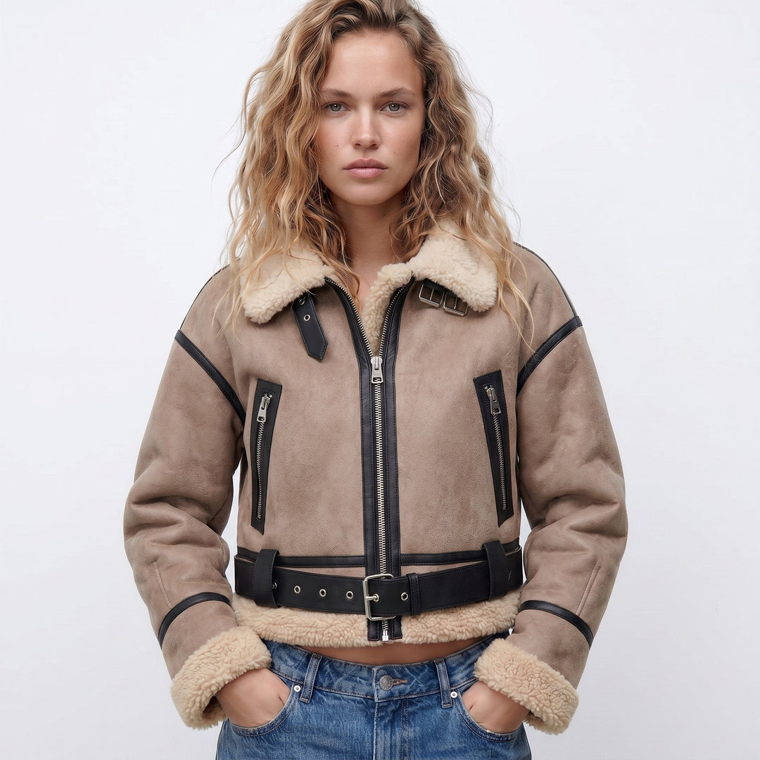 Isabella | Reversible Shearling Bomber Jacket with Cozy Plush Lining for Women