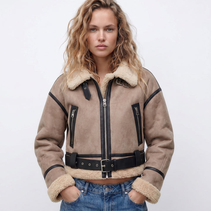 Isabella | Reversible Shearling Bomber Jacket with Cozy Plush Lining for Women