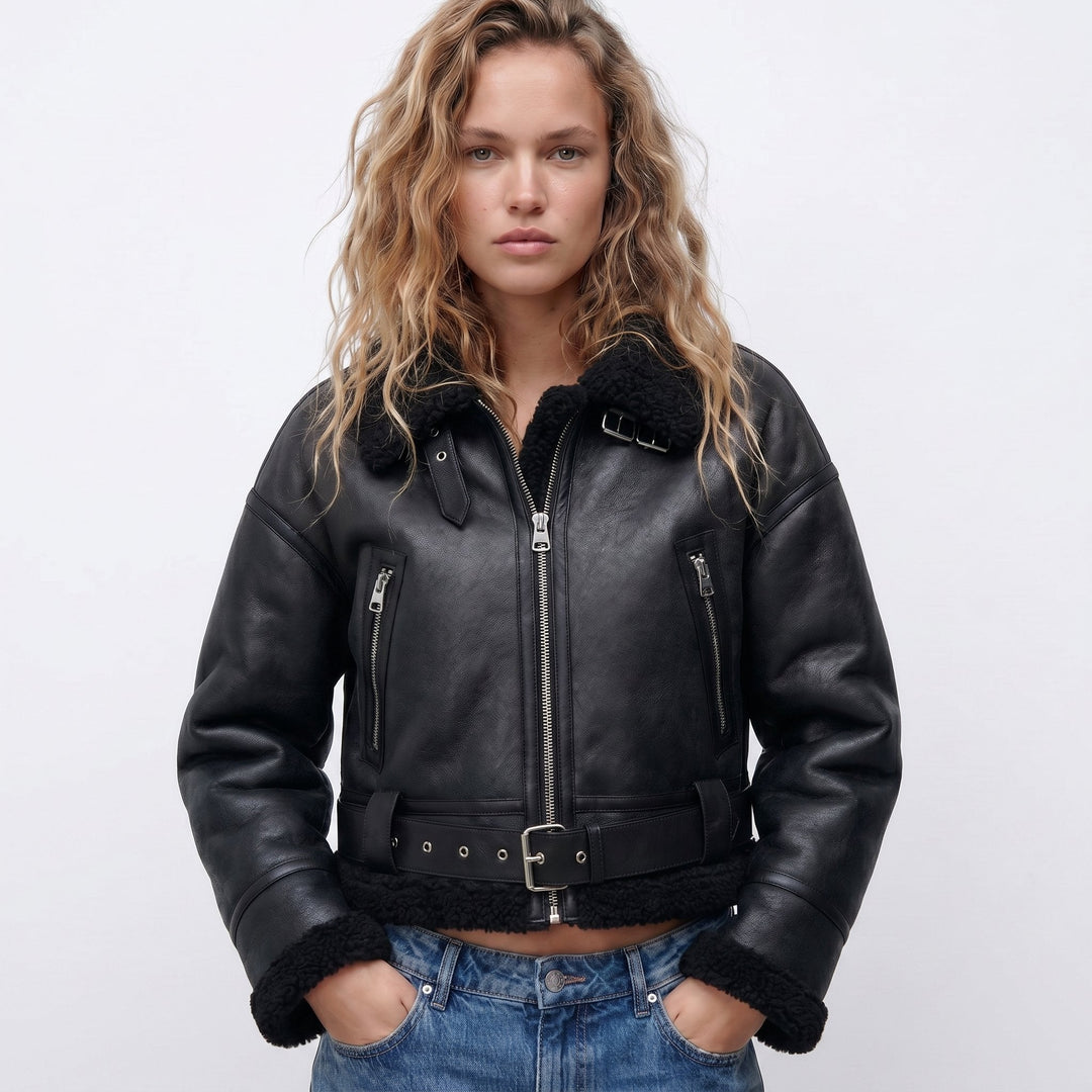 Isabella | Reversible Shearling Bomber Jacket with Cozy Plush Lining for Women