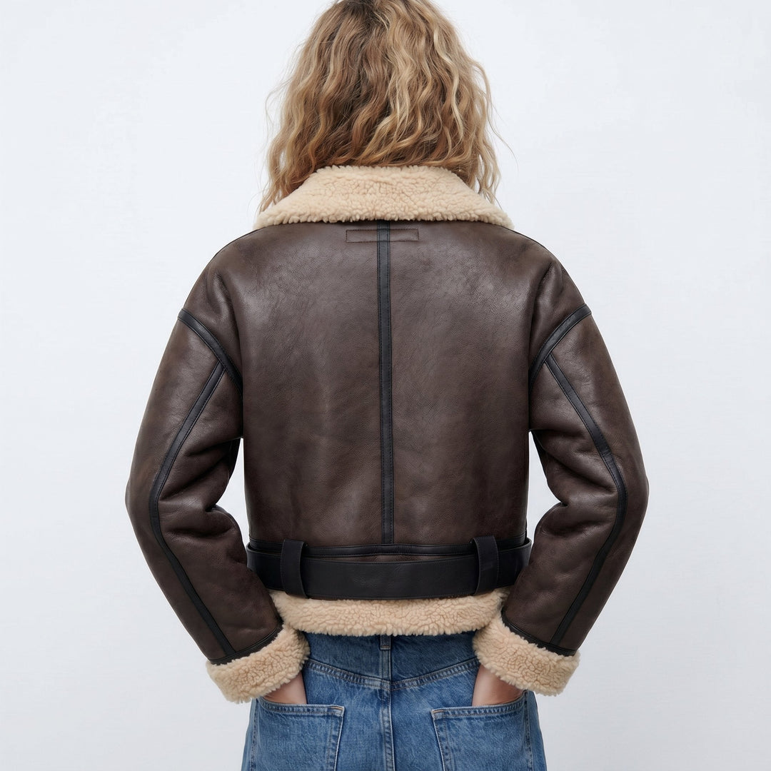Isabella | Reversible Shearling Bomber Jacket with Cozy Plush Lining for Women