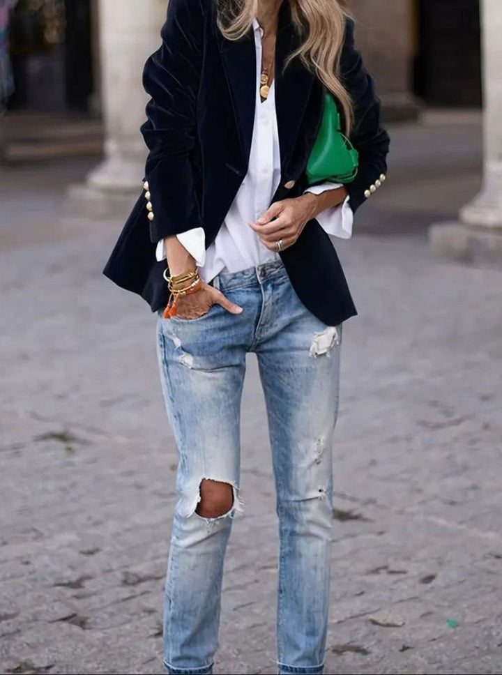 Lucinda | Women's Tailored Slim Fit Blazer with Cuff Accents