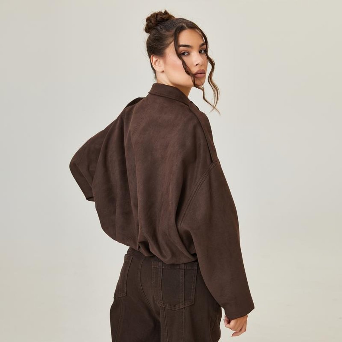 Victoria | Women's Oversized Vintage-Inspired Faux Suede Bomber Jacket