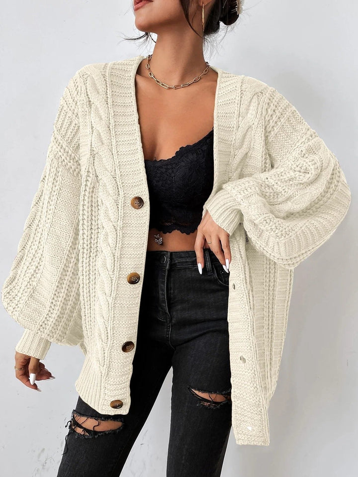 Greer | Women's Oversized Cable Knit Button-Up Cardigan
