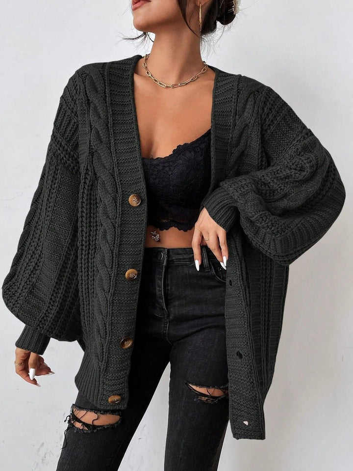 Greer | Women's Oversized Cable Knit Button-Up Cardigan