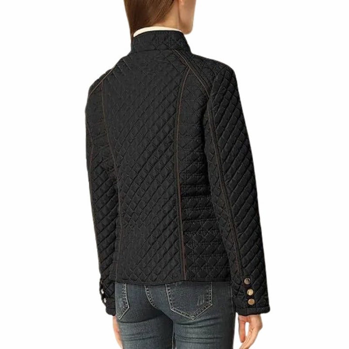 Roisin Women's Quilted Jacket with Stand Collar and Zip Closure